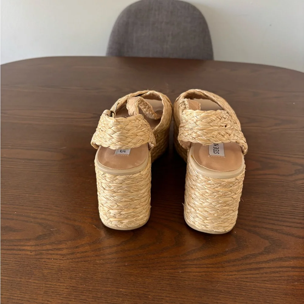Steve Madden Beige Woven Platform Sandals